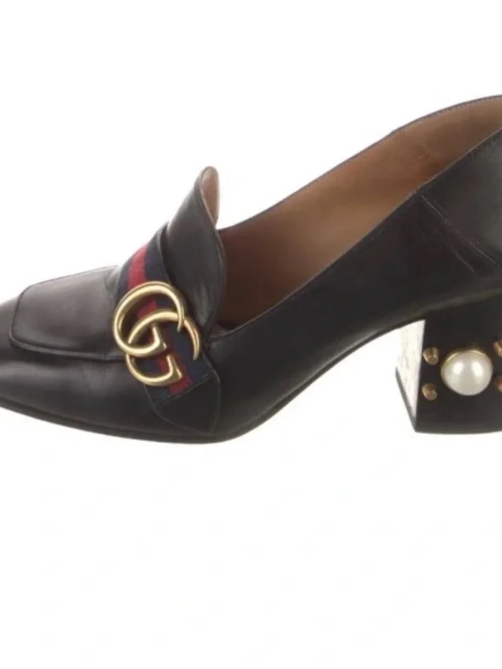 GUCCI Peyton GG Marmont heels with faux pearls - Picture 5 of 6